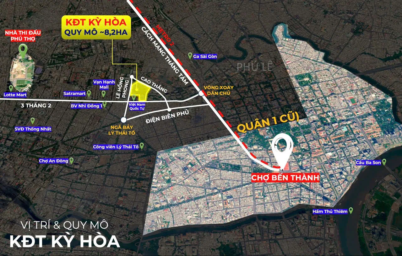 Vị trí Vinhomes Kỳ Hòa 238 đường 3 Tháng 2 gần chợ Bến Thành